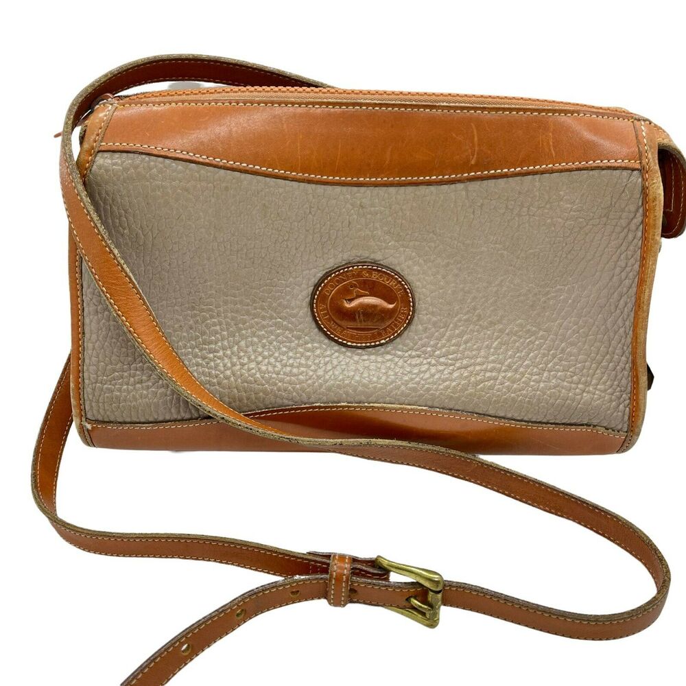 Dooney & Bourke Handbag Purse Womens Brown Gray Leather Crossbody Vintage 90s